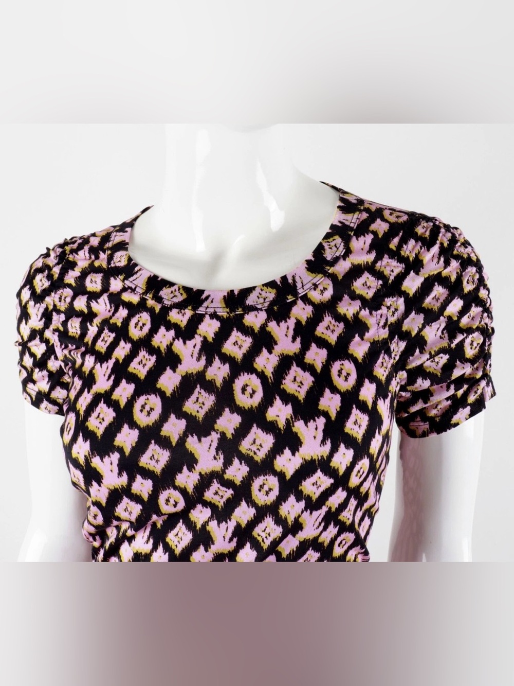 Louis Vuitton ICONIC SS 2011 Blurred Monogram Ruched Mini Dress- Size Small - Picture 3 of 13